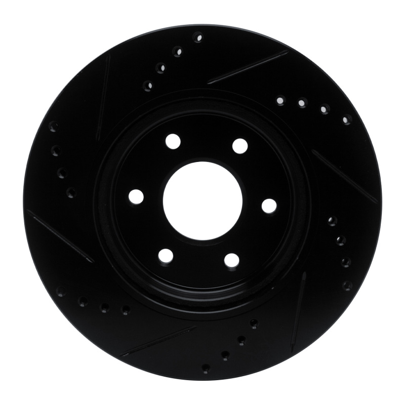 Nissan Xterra Brake Rotor (1) - Front Right - R1 Concepts - Drilled & Slotted - Black - `05-`25